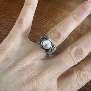 Vintage Silpada Cultured Pearl Sterling Silver 925 Ring Modern Artisan Detail